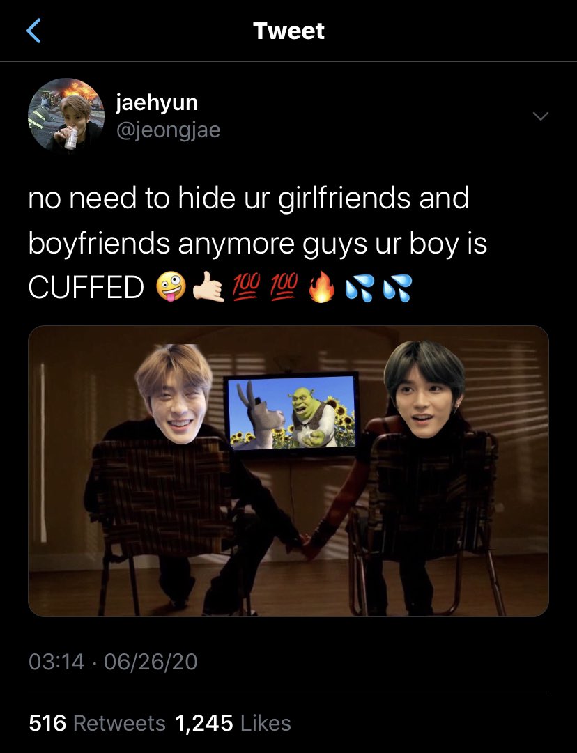 “do you like me?”jaehyun laughs.“i think i love you, to be honest.”“well, what are you waiting for dumbass, say it to my face.”