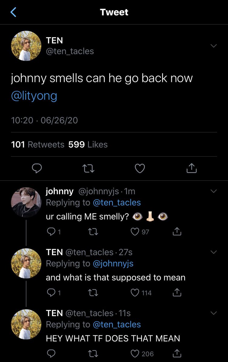 “do you like me?”jaehyun laughs.“i think i love you, to be honest.”“well, what are you waiting for dumbass, say it to my face.”