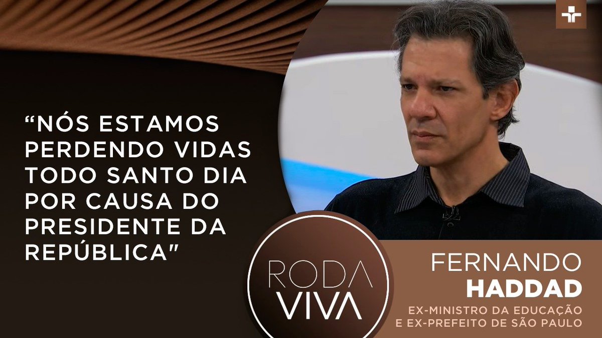 rodaviva's tweet photo. No #RodaViva, o ex-prefeito de São Paulo e ex-ministro da Educação @Haddad_Fernando fala sobre a gestão da crise da Covid-19 pelo governo Bolsonaro. https://t.co/Q5g9fnv6MZ
