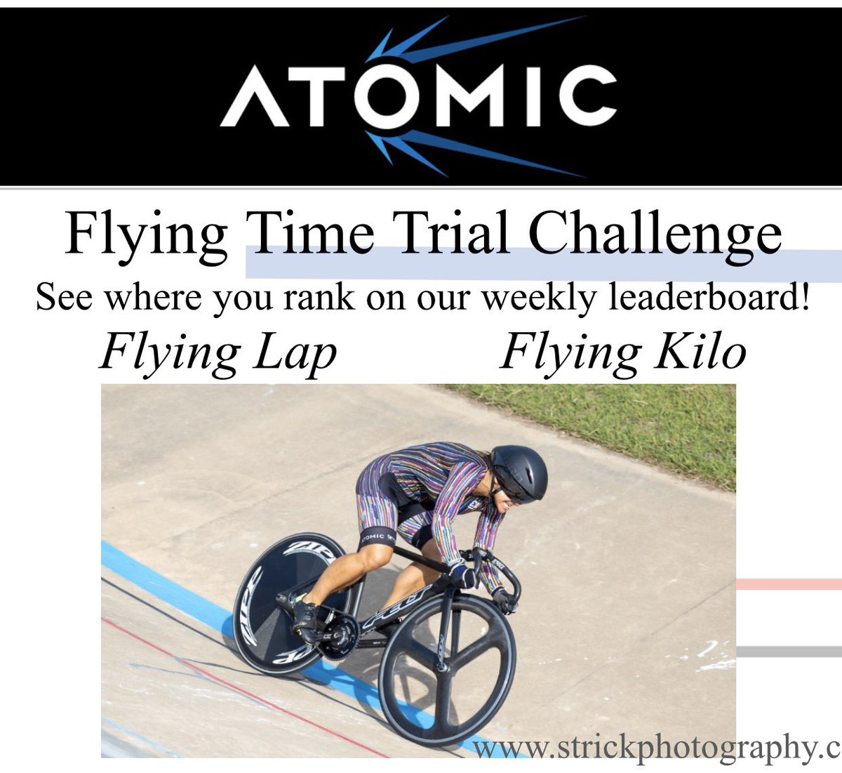 AtomicHighPerf's tweet photo. Here is a little something to motivate and keep you training. Free weekly time trial challenge at @AlkekVelodrome   For more information: https://t.co/vux6gjzQ1v #bicycle #racing #velodrome @Fly_Vie13 #TT #cycling https://t.co/K4NFPXwQxP