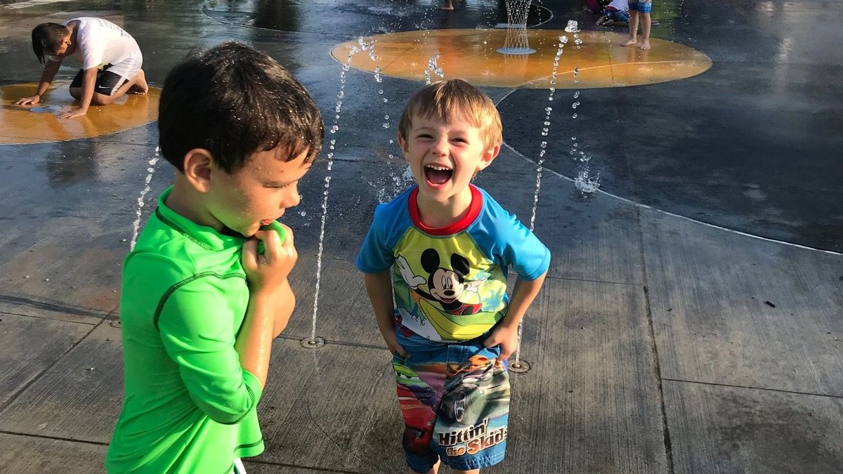 visitop's tweet photo. Staying safe and cool while splashing through the summer. #kcop #roepark #splashpad https://t.co/ladQRe5Vh0 https://t.co/Q5VqtMymde