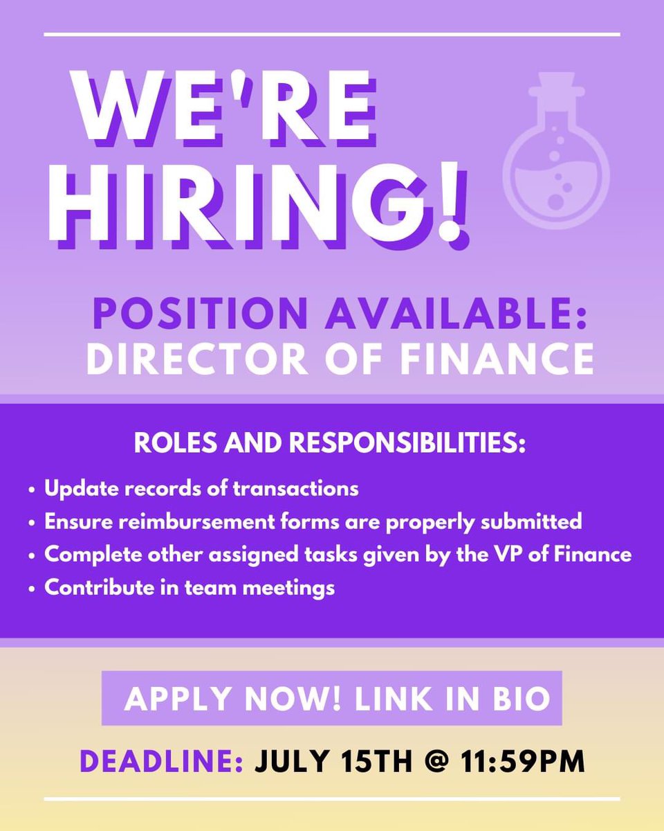 wlu_fossa's tweet photo. Now hiring a Director of Finance to join our FOSSA Executive Team for the 2020-2021 year! If you are interested, visit the link in our bio.

Applications are due July 15 at 11:59pm.

Please contact inquiries@fossa.ca for any questions.

Good luck to all applicants! https://t.co/JblqPg4VrO