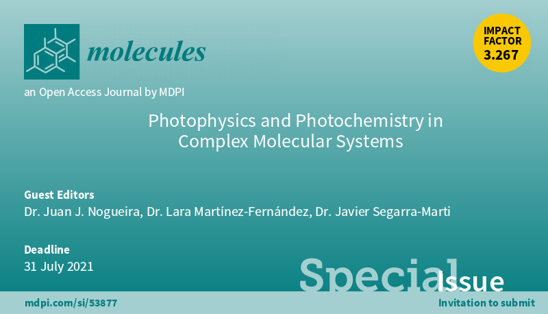 Molecules_MDPI's tweet photo. 📢 New Special Issue Open for Submissions: Photophysics and Photochemistry in Complex Molecular Systems
✏️ Guest edited by Dr. Juan J. Nogueira, Dr. Lara Martínez-Fernández and Dr. Javier Segarra-Marti
🔗 https://t.co/HuPblazbPh
📌 #MolecularPhotochemistry #InternalConversion https://t.co/Sa8578lFyC