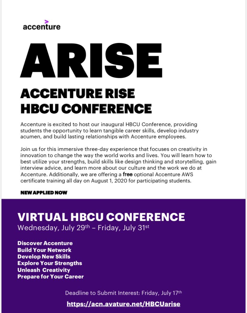 joyjbpatterson's tweet photo. Attention HBCU students —>  @Accenture HBCU Conference https://t.co/Reurdac8at https://t.co/LuiKSubrHh