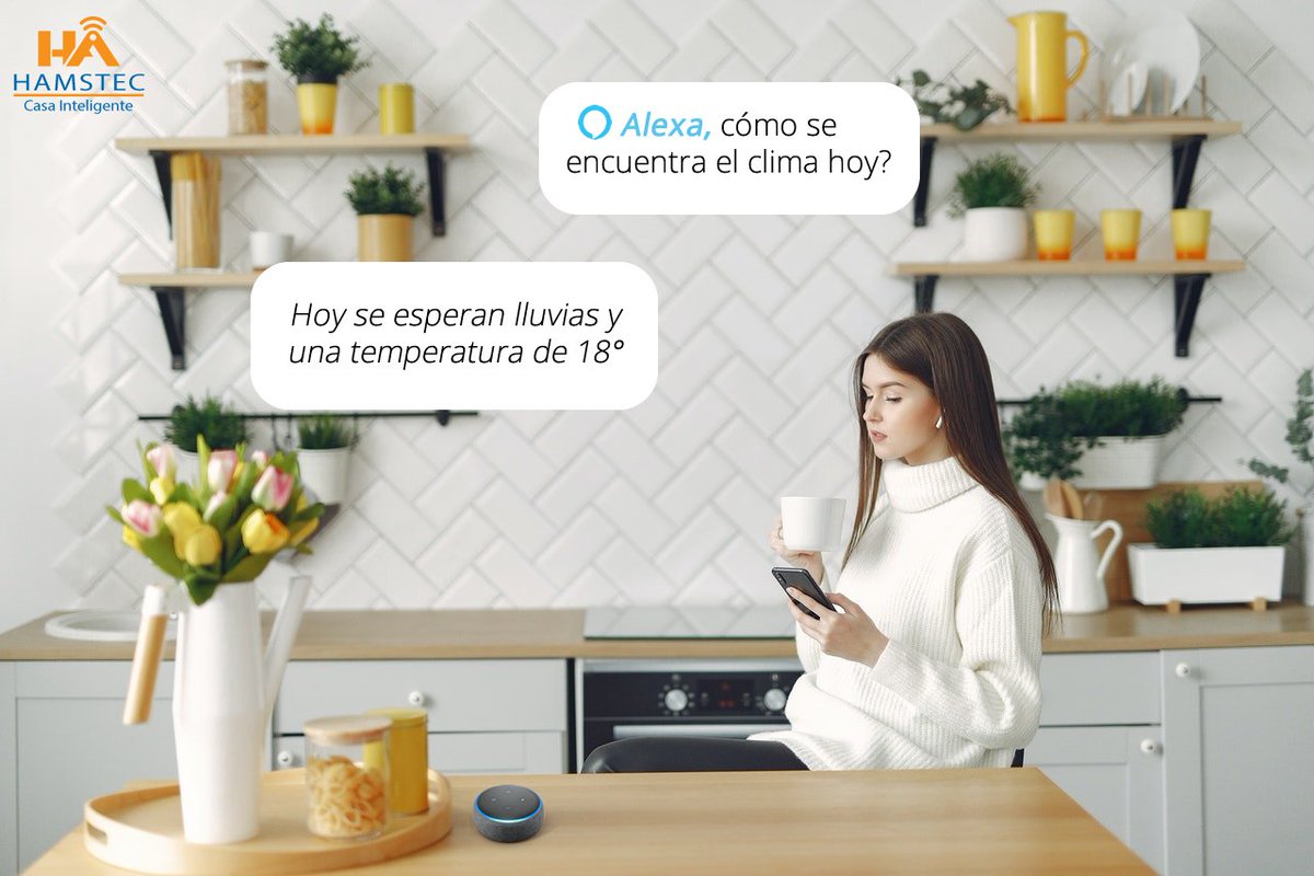 HamstecMexico's tweet photo. Con Alexa tienes un sinfín de comandos que te ayudan en tu día a día. Consulta el clima y Alexa te dará de forma detallada los grados actualmente, la mínima y más alta temperatura que se esperan. ¡Sumérgete en el mundo de la automatización y descubre sus maravillosos alcances! https://t.co/zK4O5lQC01