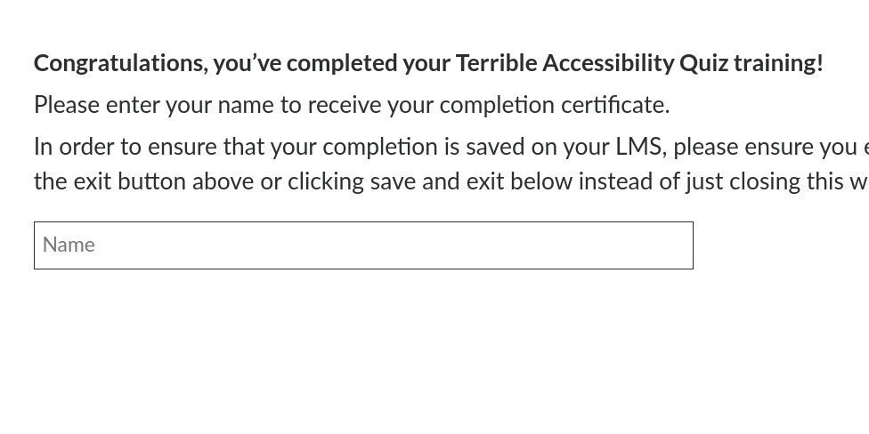 their incompetence and annoyance extends right up to the end. At the very end that ask for your name to send you a completion certificate.Why does that piss me off? BECAUSE WHEN I STARTED, STEP 1 WAS CREATING AN ACCOUNT, WITH EMAIL ADDRESS, PASSWORD, AND FULL LEGAL NAME.