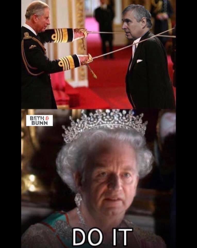 bethnbunn's tweet photo. Do it #princeandrew #offwithhishead https://t.co/p4pPLtw1hD