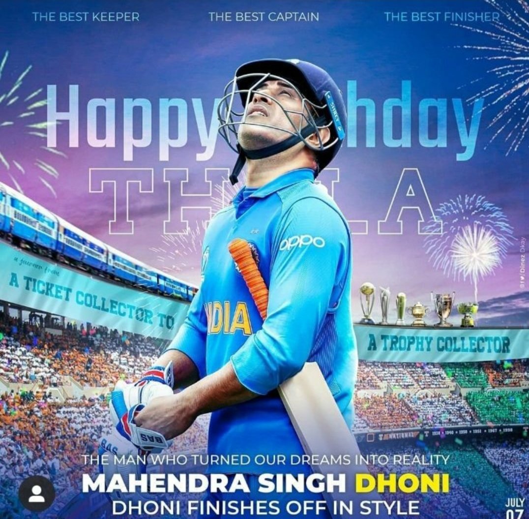 ChouthryR's tweet photo. The man who serving bharat since so many years with lot of achievements including world cup 2011.
Wish U Happy Birthday to U @msdhoni.
#HappyBirthdayMSDhoni
#msdturns39
#Captaincool
#MSDforever
#Dhoniday
#HBDThalaDhoni https://t.co/cINnHuBARt