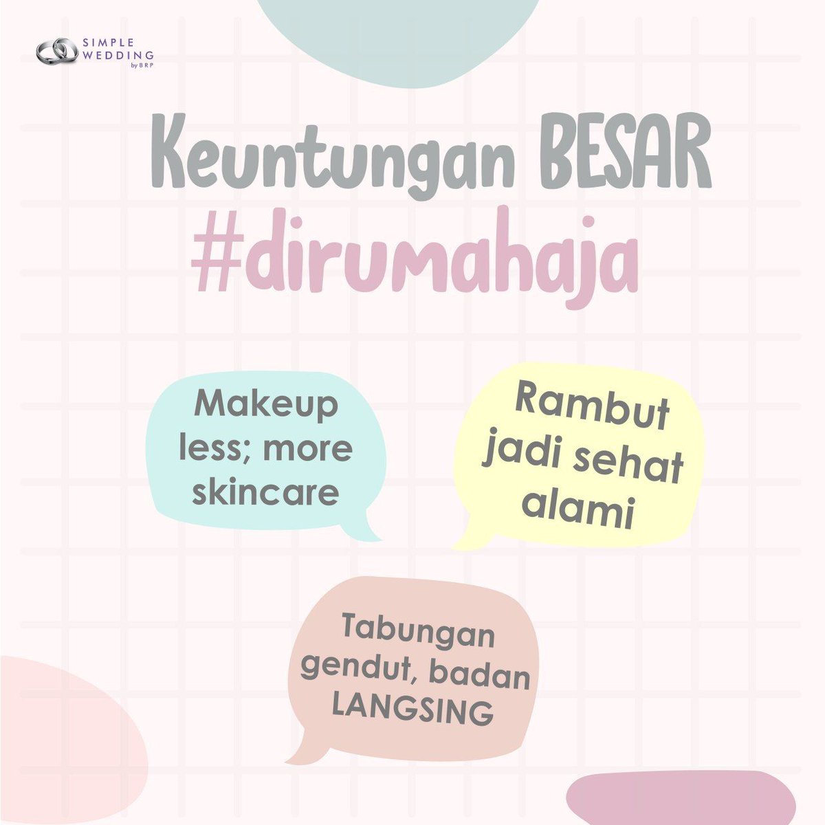 mba_sisil's tweet photo. Tenang, sayang-sayangkuu! 😘

Masih ada banyak keuntungan lainnya yang bisa kita ambil hikmahnya kok. Just keep calm and release your stress out! 

nb: nomer 3 please banget jangan sampe ketuker ya! 🙈🙈🙈

#KeepYourWeddingOn #WeddingFromHome #dirumahaja #workfromhome https://t.co/n3doAfOr6R