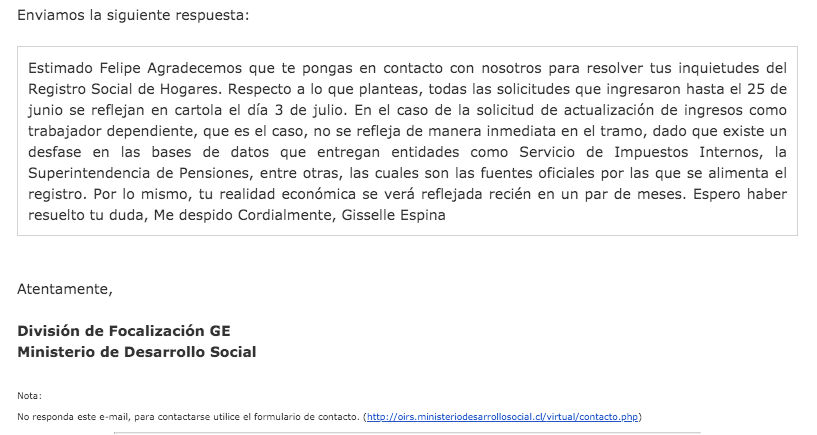 flipperbjo's tweet photo. @MinDesarrollo @sebastianpinera @cmonckeberg @KarlaEnAccion @ignaciobriones_ @FelipeWard @raulfiguersa @gblumel @cmonckeberg @sebastianpinera De q sirven las medidas si la gente q cumple con los requisitos estos no se ven reflejados en el #RegistroSocialDeHogares llevo 2 meses tratando de q cambien mi calificacion y me responden q debo esperar otros 2 meses mas, es una burla para gente. https://t.co/vSq7NT1EbB