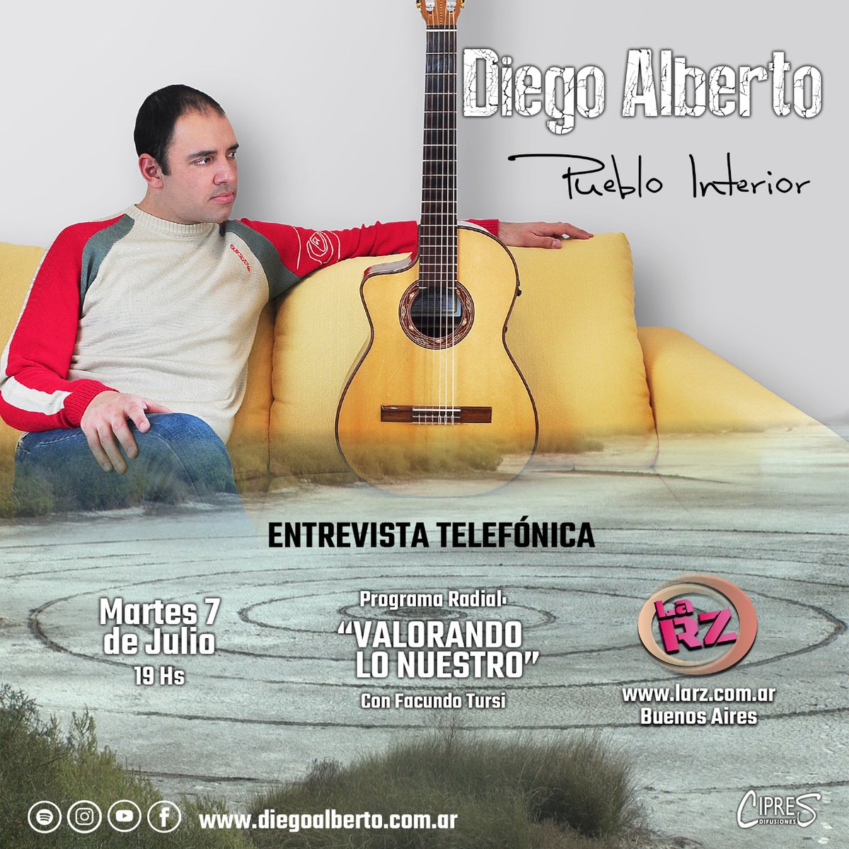 diegoalbertosoy's tweet photo. Mañana martes a las 19 hs estaré dando una nota para #valorandolonuestro con @FacundoTursi para @RADIOZONICA sigo difundiendo #pueblointerior 
Gracias @CipresDifusion1 https://t.co/XGY81d8CZK