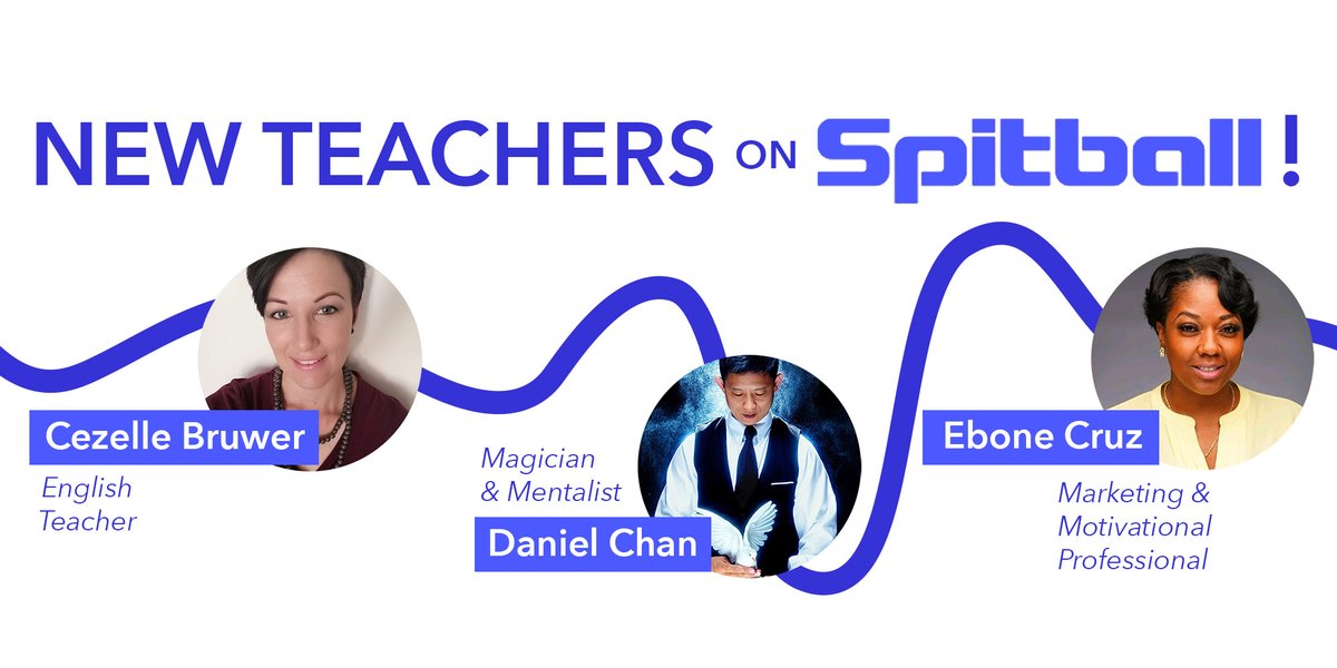 SpitballStudy's tweet photo. Sound the alarms! New teachers just for YOU!! 

Marketing &amp; Motivational Professional, 
@EboneCruz,
Magician &amp; Mentalist, Daniel Chan,
&amp; English Teacher, Cezelle Bruwer!! 

https://t.co/GAKMGC0yhz
https://t.co/Ybp9kv6zZX
https://t.co/uGKngoFhbm https://t.co/1e7LVyi0t9