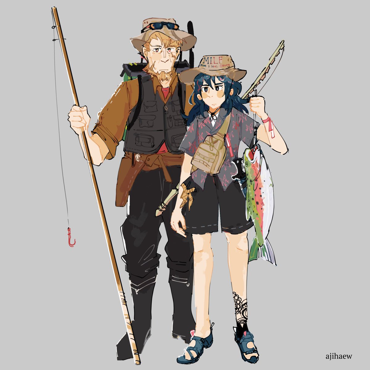 fe] father daughter fishing duo. give the REAL byleth alt that people want, image size:1200x1200