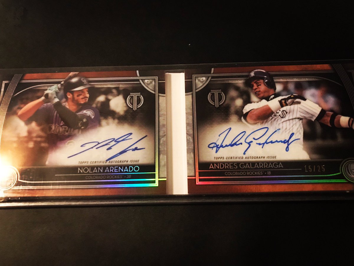 SocoCollector's tweet photo. 2020 Topps tribute Nolan Arenado/ Andres Galarraga booklet /25 for the pc. https://t.co/NpwN6d1JZk