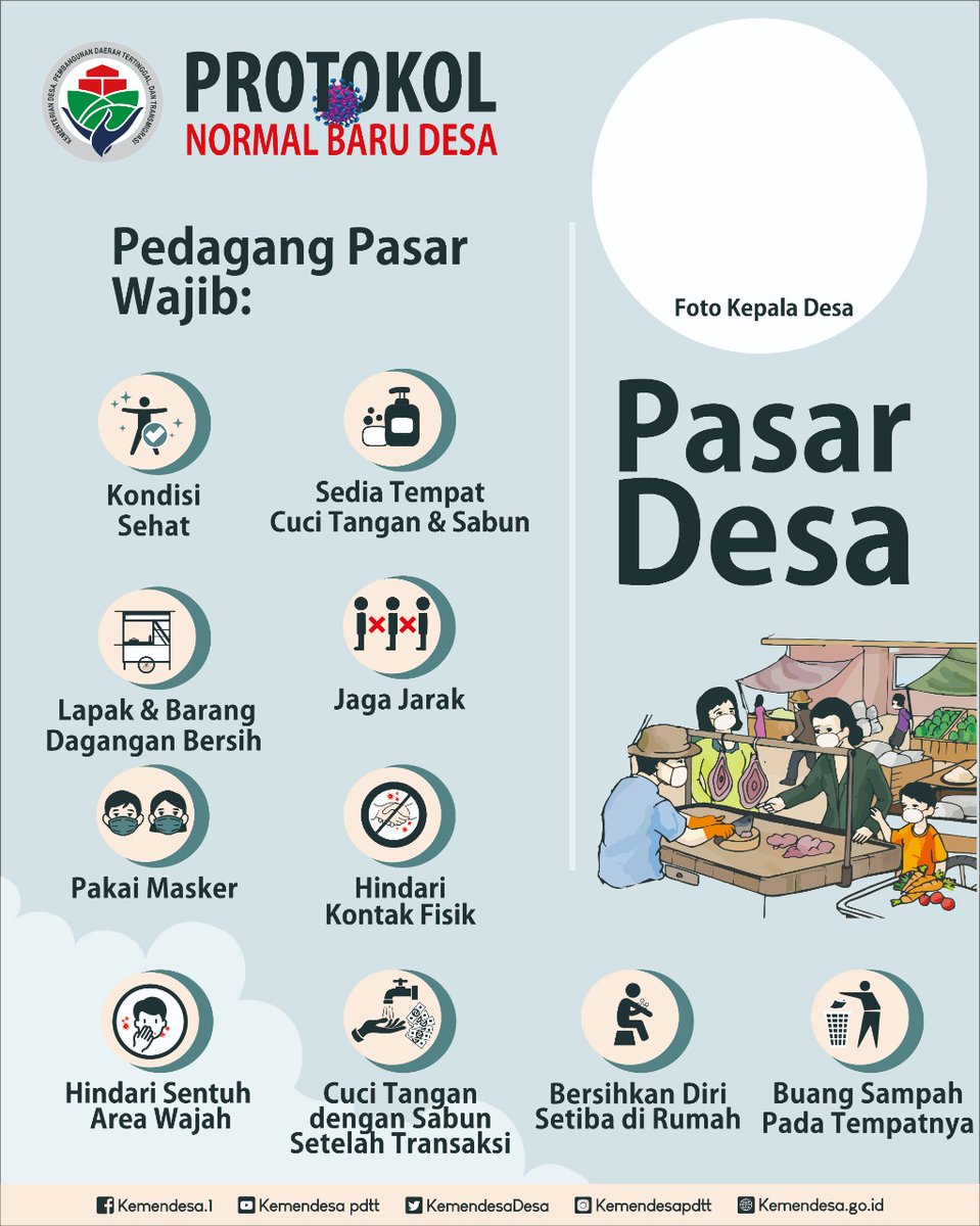 Ditjen_PPDT's tweet photo. Aktivitas pasar desa, kewajiban bagi pedagang pasar.
#ProtokolNormalBaruDesa https://t.co/K1gRgolvDg