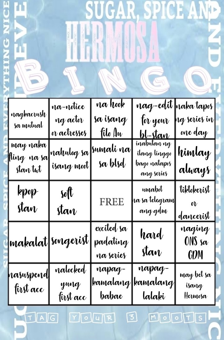 PABINGO NG HERMOSA! Celebrate with us by doing our Hermosa Bingo ,just shade the things that you did na then tag your 3 moots🥰😘 #HappyHerMotmotDay