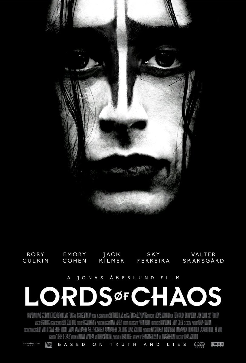 150. LORD OF CHAOS (2019) -- Berdasarkan "truth and lies" tentang sejarah awal terbentuknya skena Black Metal di Norwegia. Di film ini terdapat dua karakter penting, yaitu Euronymous (MAYHEM) & Varg Vikernes (BURZUM). 
