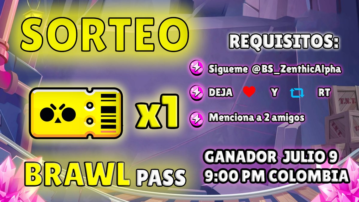 BS_ZenthicAlpha's tweet photo. 🔥CONSIGUE 1 BRAWL PASS GRATIS🔥

❤️REQUISITOS:

⚠️SIGUEME @BS_ZenthicAlpha .
⚠️DEJA  ❤️  Y  RT  🔁 .
⚠️MENCIONA A 2 AMIGOS .

❤️GANADOR EL 09 DE JULIO -  9:00 PM COLOMBIA❤️

CUALQUIER FORMA DE PAGO.

SUERTE🔥❤️ https://t.co/G2NpkXJRwc