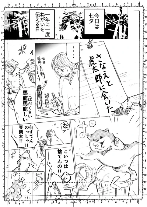「家族を亡くしたおばあちゃんが
 ワンコと短冊?を書く話」

出来立てほやほやです。
方言をお願いしてる方には、
急かしてしまい申し訳ない…??

今夜は?柴ばあと豆柴太?と
一緒に、夜空を見上げて頂けたら
嬉しいです?

晴れますように…!
#七夕の願い事 #柴犬
#七夕 #七夕の日 #織姫と彦星 