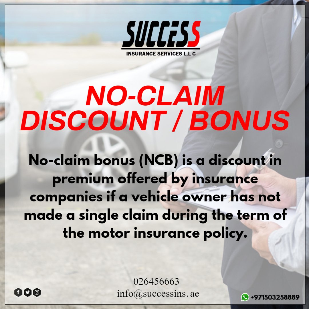 success_ins's tweet photo. Do you know what NO-CLAIM BONUS means? #LearnwithSuccess
#noclaimbonus #bonus #discount #claim #accident #nowyouknow #learn #insuranceUAE #insurance #broker #UAE #abudhabi #dubai #sharjah #rasalkhaimah #ajman #fujairah #ummalquwain #cars #health #business #general #success https://t.co/rkFZGqwicW