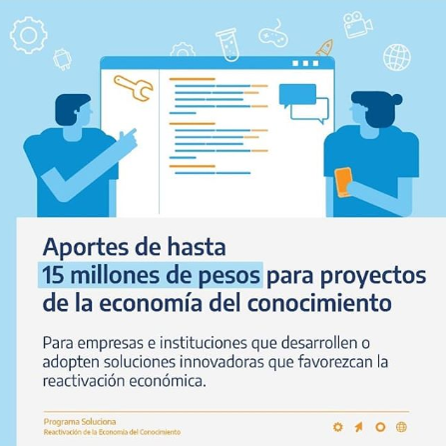 DelEconomia's tweet photo. El Gobierno nacional creó el Programa Soluciona: Fondos para la Economía del Conocimiento / Proyectos innovadores que aporten soluciones para la pandemia y/o la reactivación económica (Resolución 327/2020 del 2/7).  https://t.co/cJGqPcgzcb https://t.co/wKuYqzu0DT
