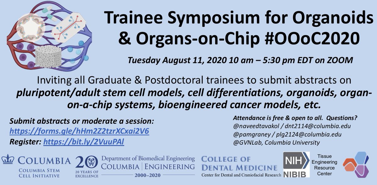 Naveed Tavakol, PhD (@naveedtavakol) on Twitter photo RT & Spread Widely!! Alongside <a href="/PamGraney/">Pam Graney, PhD</a>, we are hosting a Summer 2020 "#Organoids and #OrganonaChip" Trainee Symposium on Tues Aug 11th for graduate students & postdocs to showcase their work, network, & discuss future directions for the field of #stemcell models #OOoC2020 RT & Spread Widely!! Alongside <a href="/PamGraney/">Pam Graney, PhD</a>, we are hosting a Summer 2020 "#Organoids and #OrganonaChip" Trainee Symposium on Tues Aug 11th for graduate students & postdocs to showcase their work, network, & discuss future directions for the field of #stemcell models #OOoC2020