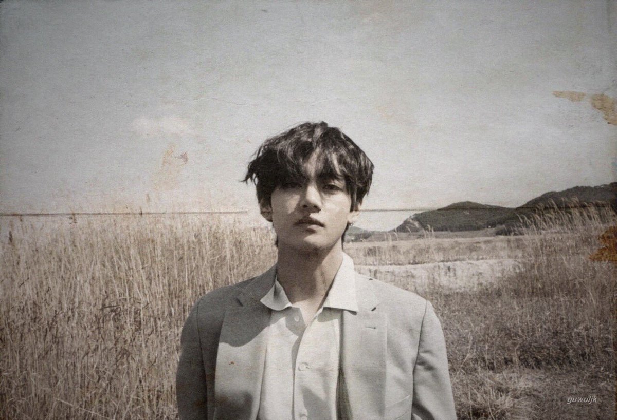 another tae on their "fishing trip" pictures also taken by jungkook (France, 1958)(first pic taken at a tall grass field near the lake, second pic taken outside the pastry shop they went in)