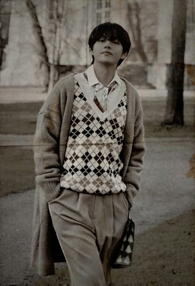 another tae on their "fishing trip" pictures also taken by jungkook (France, 1958)(first pic taken at a tall grass field near the lake, second pic taken outside the pastry shop they went in)