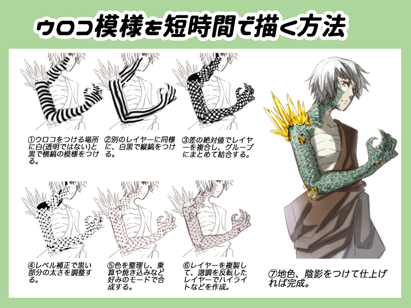 Twitter 上的 プロ監修 イラスト講座 ウロコの模様を短時間で描く方法 T Co R59afwevjf Twitter