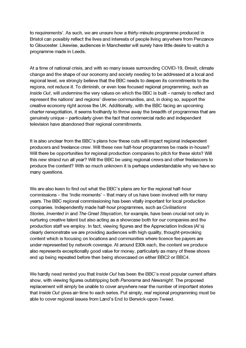 wilddogltd's tweet photo. A group of 90+ freelance #TVcrew, editors, producer & indie production companies has sent a letter to the #BBCBoard to protest the planned changes to #BBC regional programming & planned axing of #BBCInsideOut. https://t.co/jOi5E2qctJ