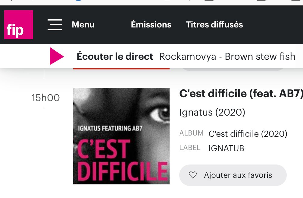 Ignatub's tweet photo. "C'est difficile" en programmation sur FIP Nouveautés jusqu'au 9 août ! Merci @fipradio @fipaddict 
#FIP #cestdifficile #difficile https://t.co/7aHMq3yMv0