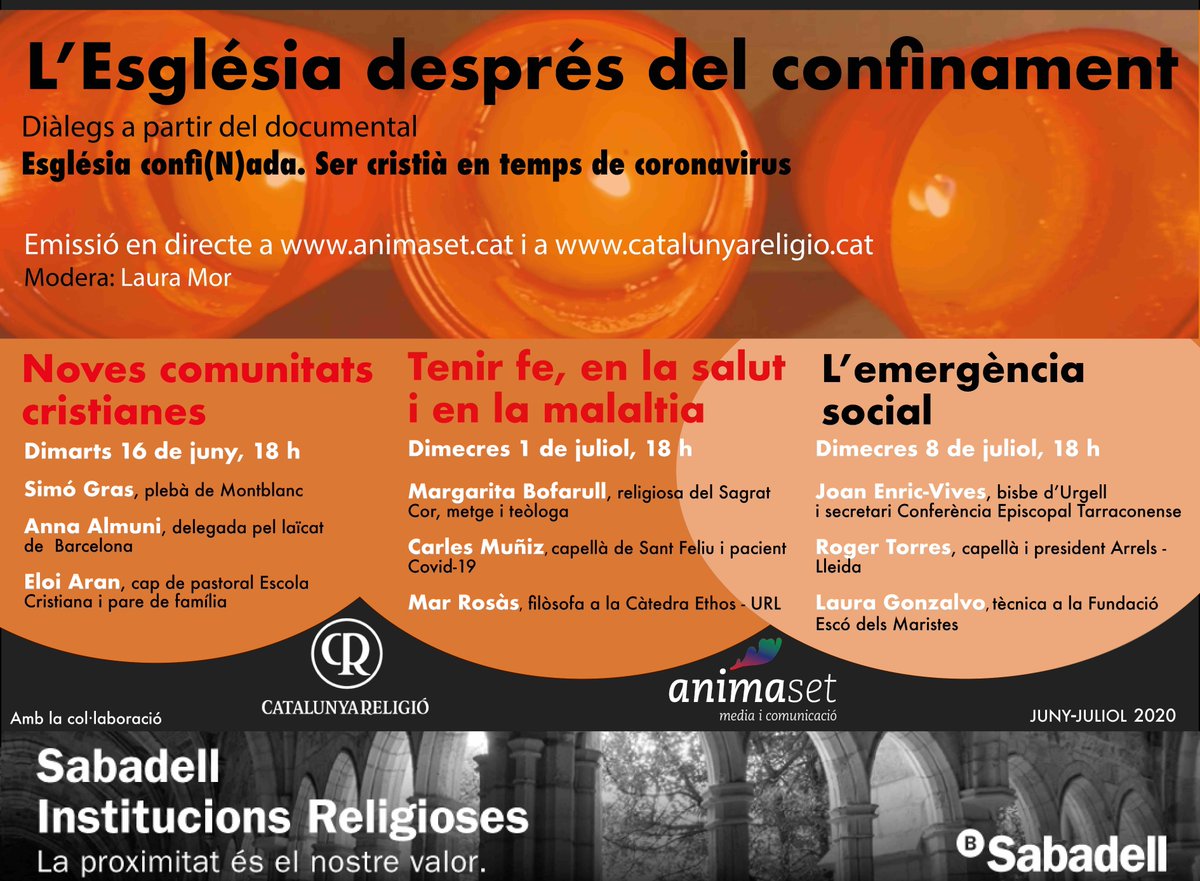 Ei! És demà! La Laura Gonzalvo, de la Fundació Escó (<a href="/ASGabella/">Associació Gabella</a> ), de #obrasocialmarista, participa als "Diàlegs sobre l'emergència social" amb l'arquebisbe Joan Enric Vives (<a href="/BisbatUrgell/">Bisbat d'Urgell</a>) i @rogertorressj. Diàleg moderat per <a href="/laurapiula/">Laura Mor Iriarte</a>. A les 18.00 a <a href="/AnimasetMedia/">Animaset Media</a>. Hi seràs?