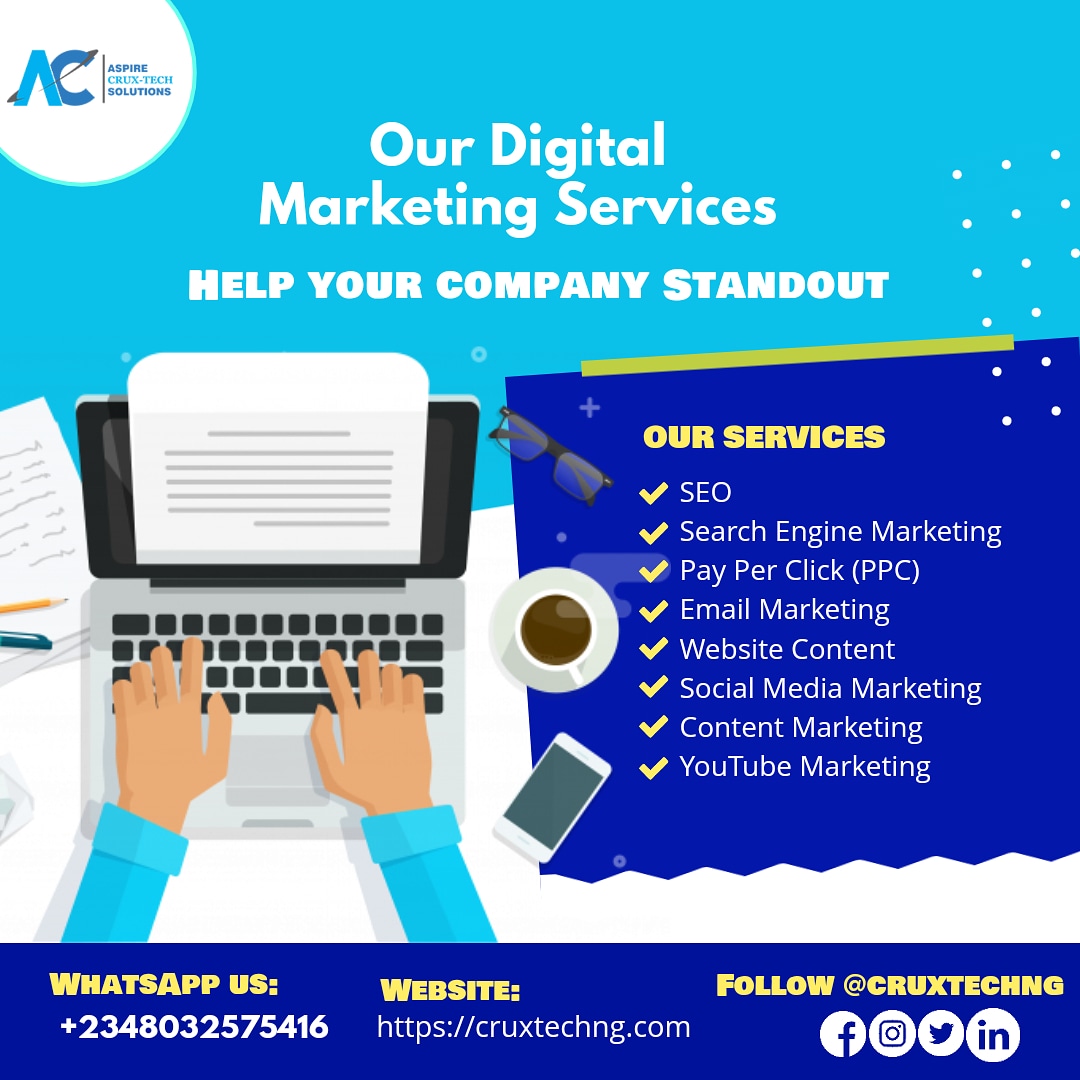 cruxtechng's tweet photo. Thinking of the best Digital Agency you can trust?
Why not give us a chance to help you achieve your dreams with our great online presence solutions.
.
.
.
#digitalmarketing #digitalmarketingexpert #digitalmarketingspecialist #digitalmarketingagency #cruxtechng https://t.co/2A43iwFyy5