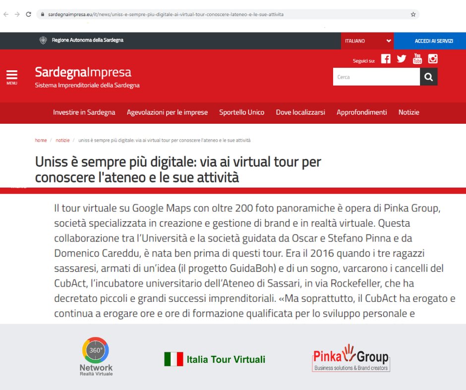 PinkaGroup's tweet photo. Novità #SardegnaImpresa 

Info: https://t.co/2XJxXyv8FR

#PinkaGroup #NetworkRealtaVirtuale #ItaliaTourVirtuali #Uniss #innovazione #tecnologia #digitalizzazione #innovazionetecnologica #analogico #digitale #trasformazionedigitale  #digitaltransformation #italy #europe #world https://t.co/ng9RhNYSwf