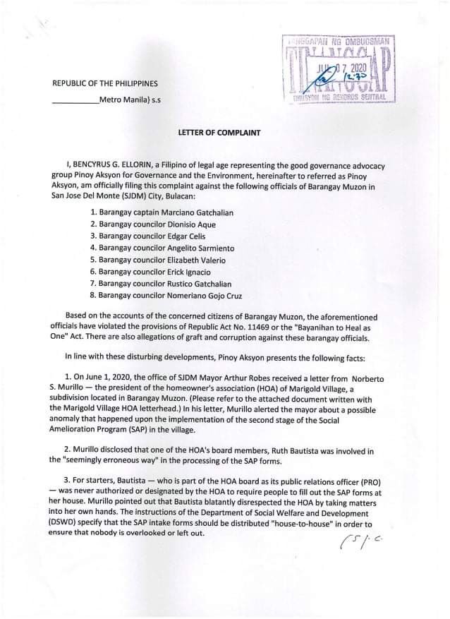 ricksmile18's tweet photo. Kapitan ng Brgy. Muzon at 7 konsehal inereklamo ng paglabag sa “Bayanihan to heal us one act” at graft and corruption ng Pinoy Aksyon. https://t.co/kjN4Ama4sX