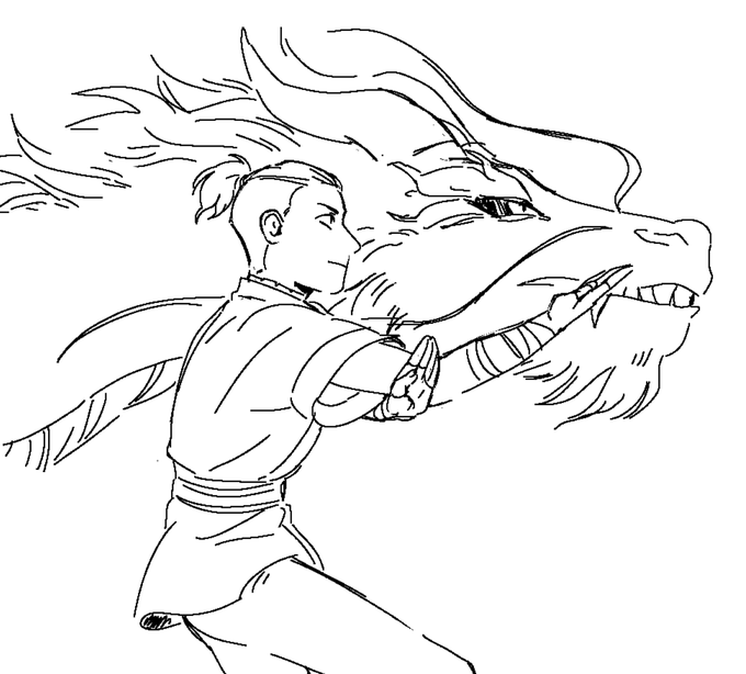 little #atla sketch from tonight! sokka trying out the dancing dragon? 