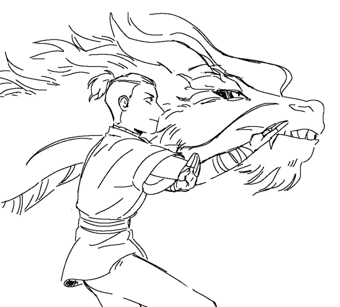 little #atla sketch from tonight! sokka trying out the dancing dragon? 