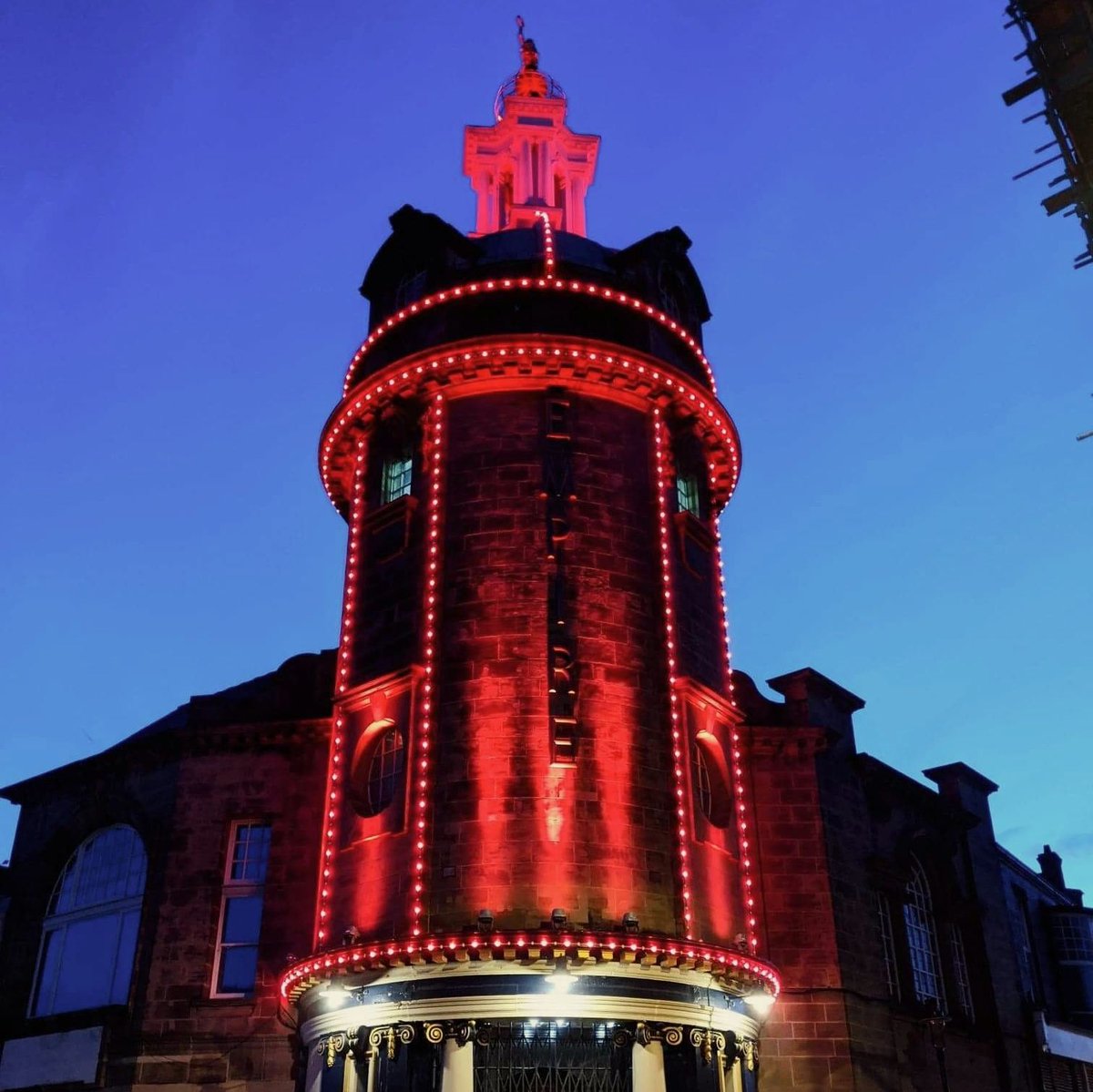 Our beautiful building last night for #LightItInRed. This powerful movement unites arts, events and cultural institutions currently in standby across the UK and reaffirms our resolve to return stronger than ever. #TheShowsWillGoOn