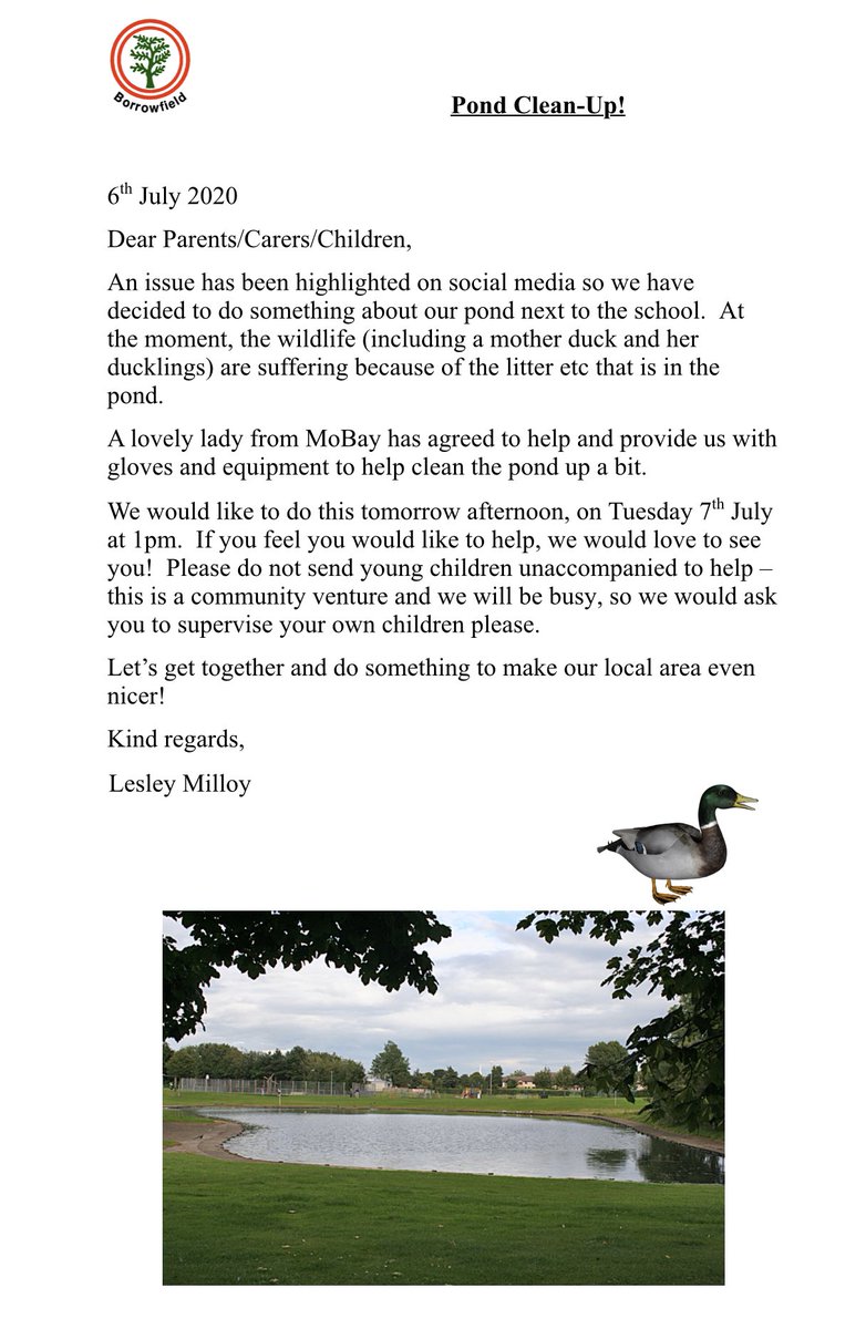 BorrowfieldPS's tweet photo. 🦆Borrowfield Pond Clean Up🦆⭐️TODAY at 1pm! Would be great to see you if you can help out! 🤩 #helptheducks #borrowfieldpond #community #pondcleanup https://t.co/sT2cpGxOae