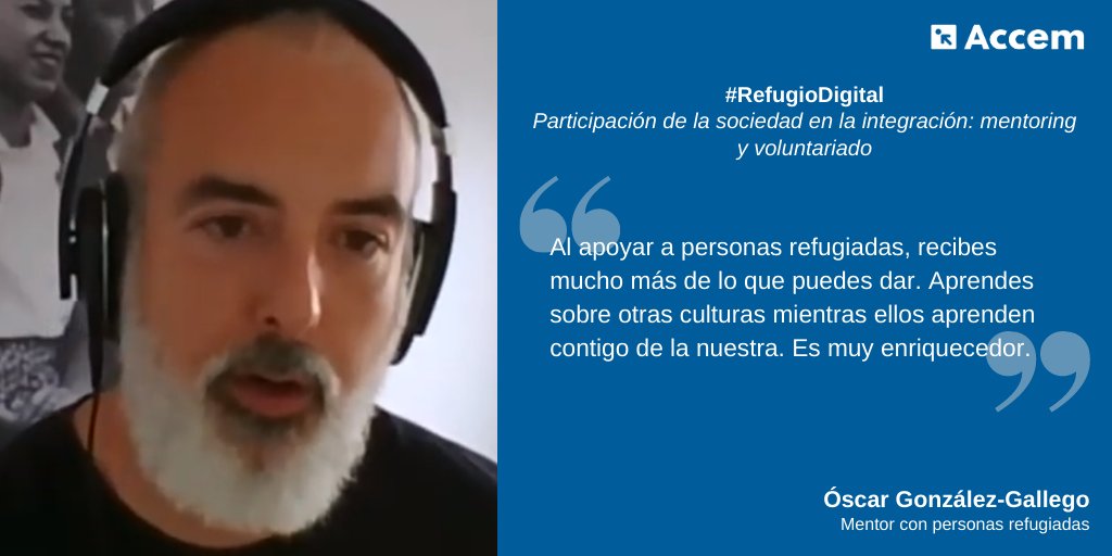 Accem_ong's tweet photo. El voluntariado y la mentoría son unas herramientas muy útiles cuando hablamos de la integración de las personas refugiadas en las sociedades de acogida. ¿Quieres saber más? ¡Aprende sobre estas experiencias en #RefugioDigital!
📺 https://t.co/QSqzGECwiH https://t.co/gdPmp2jC7m
