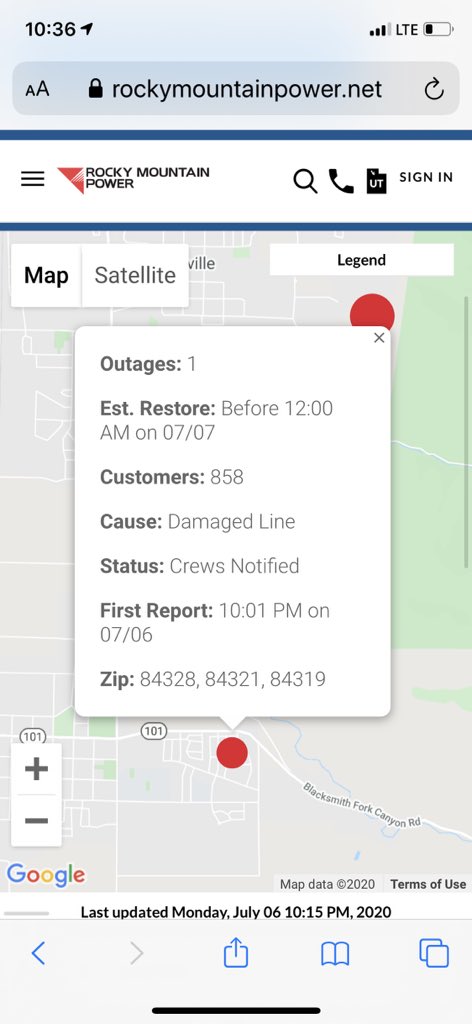 To find updates on the downed power line go to rockymountainpower.net/outages-safety…
