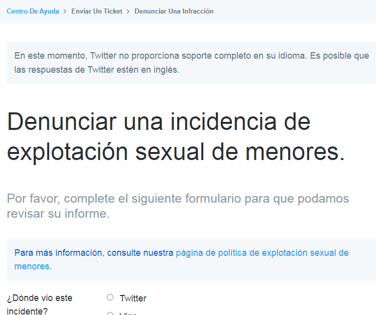 AndyBryanLewis's tweet photo. Si descubres una cuenta que difunde pornografía infantil, NO le cites las fotos ni los videos. Debemos proteger la identidad e integridad de las víctimas.

Twitter permite denunciar casos de explotación sexual de menores mediante el siguiente formulario:

https://t.co/c3bfBtM8of https://t.co/nQ7RJFna9V