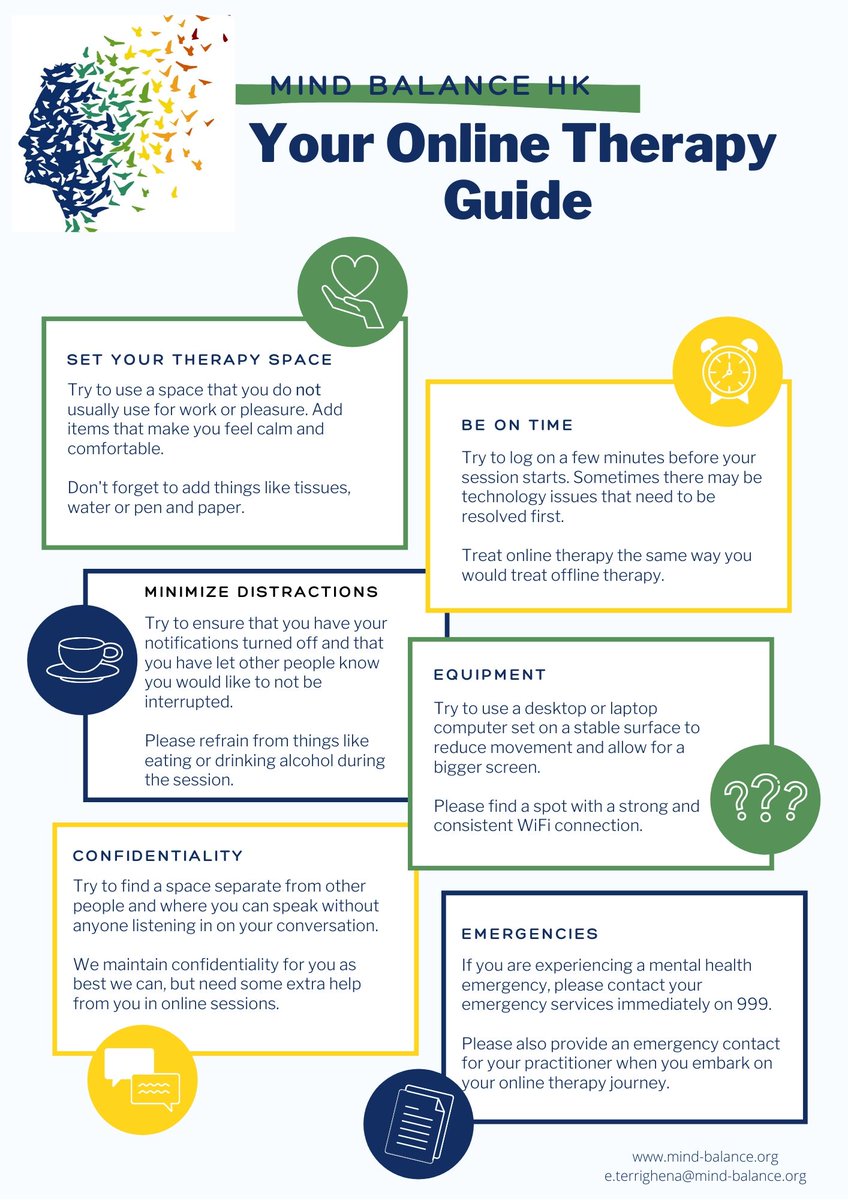 DrTerrighena's tweet photo. Online therapy is different to offline therapy, but that doesn't mean it's less effective. As a client, you have more autonomy in setting the therapy space. Here are some pointers to make the most of your sessions.

#mindbalancehk #onlinetherapy #psychotherapy #mentalhealth https://t.co/Ezfb2ZKTYx