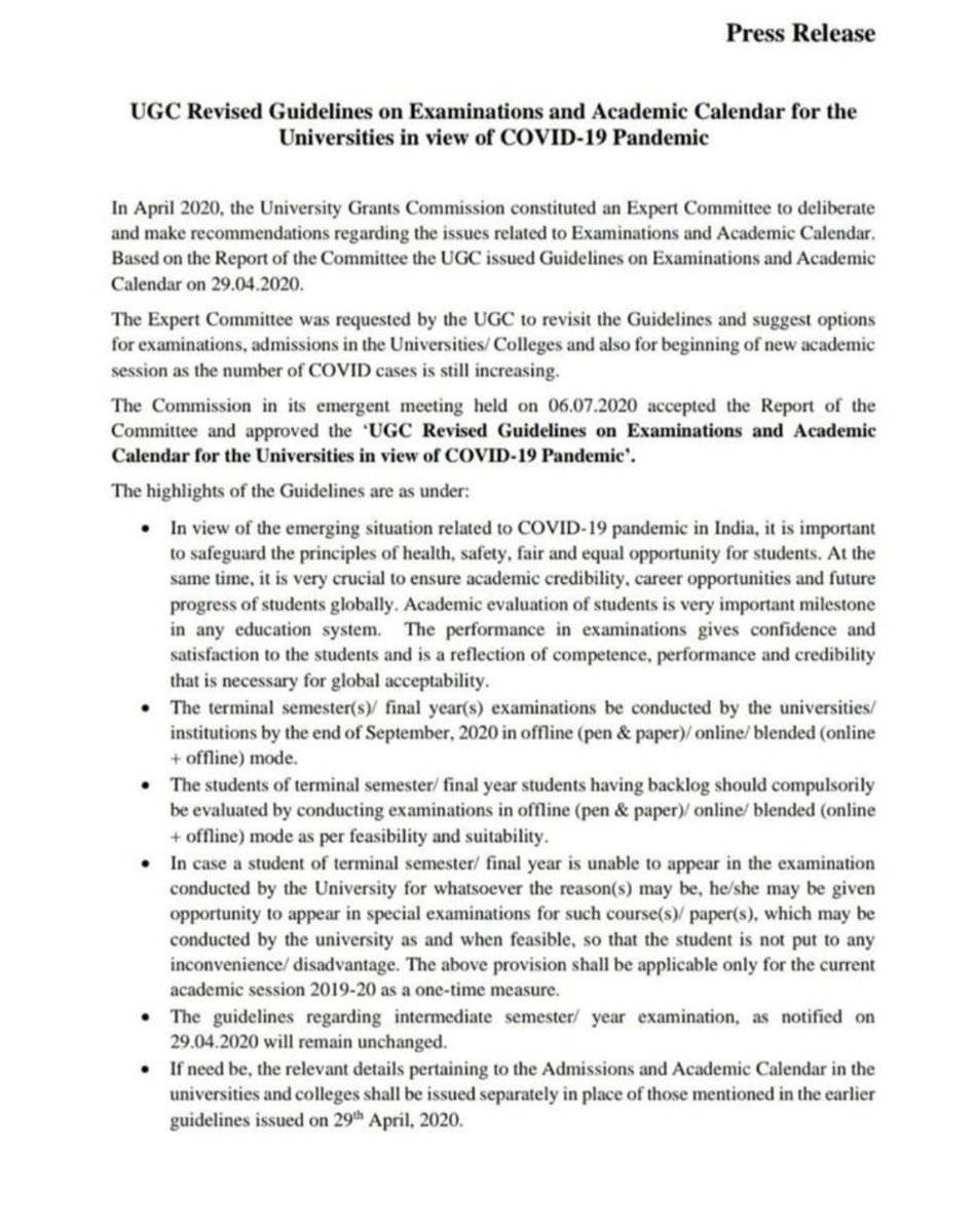 _skyfer_'s tweet photo. This decision will lead to mindless extended uncertainty for no discernable benefit. If IIT Bombay can cancel final year exams and extrapolate from previous assessments, why can't other univs? Education much more than exams and this narrow-minded view will endanger student health https://t.co/ZrtvxcE4Lc