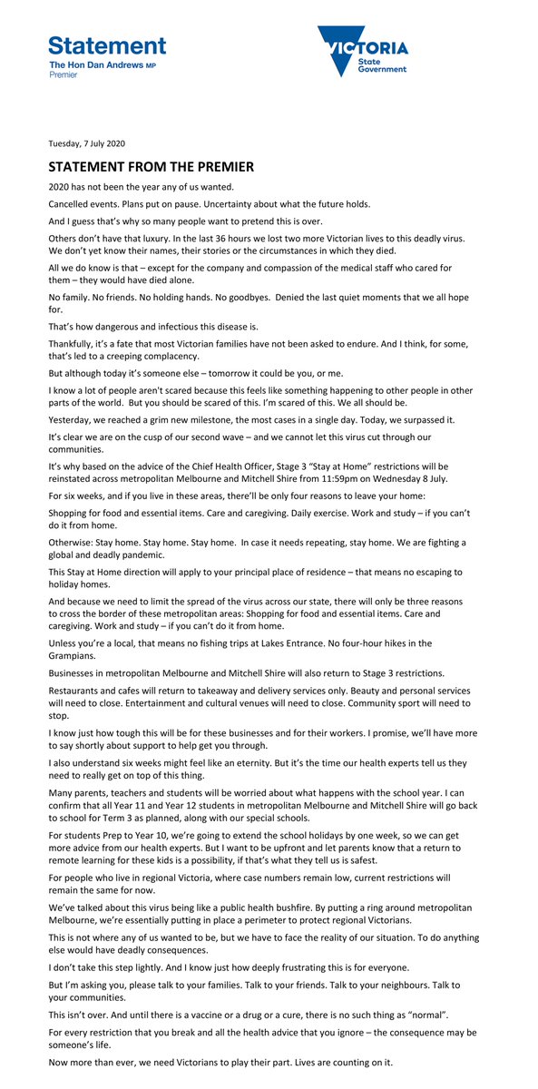 Andrews says people MUST not move between houses, ie holiday homes. He says you MUST stay at your principal residence. Full statement here: