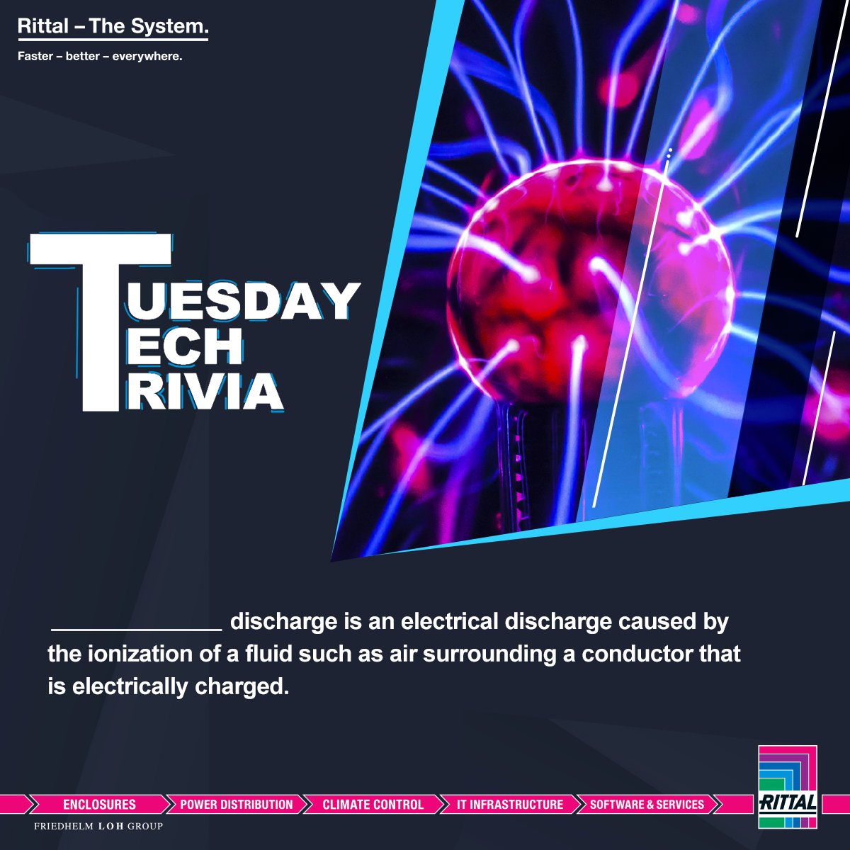 Rittal_India's tweet photo. #TuesdayTechTrivia
This discharge is a side effect that can cause an unwanted load on the circuit and causes the production of ozone, nitric oxide, nitric dioxide which are toxic for humans. Can you guess the answer?
#Rittal #powerdistribution @Rittal @EPLAN_Germany @EplanIndia https://t.co/i6cn8pZjfg