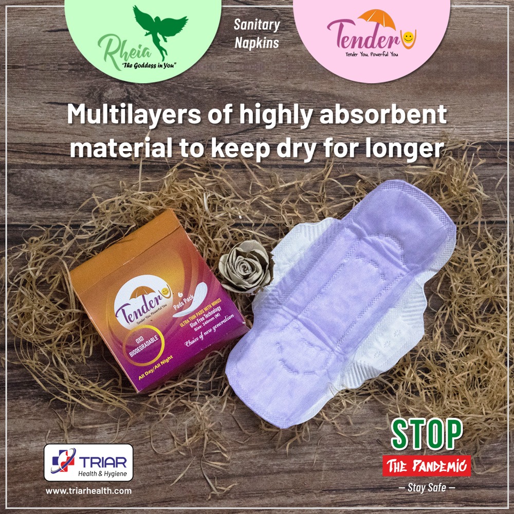 TriarHealth's tweet photo. Are your #SanitaryNapkins not absorbent enough? Need to change often? Try 𝗥𝗵𝗲𝗶𝗮 & 𝗧𝗲𝗻𝗱𝗲𝗿𝗨. Made of rash-resistant, soft & multi-layered highly absorbent material for extra comfort & protection!
#Triar #TriarHealth #Rheia #TenderU #Sanitary #SanitaryPads https://t.co/Zz9sIOR54u