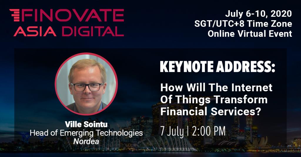 This afternoon at #Finovate Asia Digital the focus is on Future Tech.

<a href="/ville_s/">Ville Sointu</a>, Head of Emerging Technologies <a href="/Nordea/">Nordea</a>, kicks things off.

Learn more here --> spr.ly/6017Grrvz
