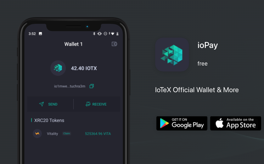 Introducing ioPay 1.0 -- the most secure and user-friendly IoTeX wallet yet!

Stake native $IOTX, login to Ucam, collect NFTs, and enjoy enhanced security with ioPay 1.0. Download today for Mobile &amp; Desktop.

➡️ Learn more on the IoTeX Forum: community.iotex.io/t/official-iop…