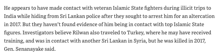 3. Rilwan Hashim-Zaharan’s brother-Known to be in contact with Sri Lankan IS leaders in Syria -May have traveled to Turkey/Syria for training -One of the bomb makers